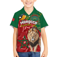 Morocco Independence Day Family Matching Summer Maxi Dress and Hawaiian Shirt Barbary Lion With Moussier Redstart - Wonder Print Shop