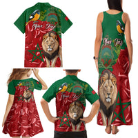 Morocco Independence Day Family Matching Tank Maxi Dress and Hawaiian Shirt Barbary Lion With Moussier Redstart - Wonder Print Shop