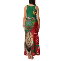Morocco Independence Day Family Matching Tank Maxi Dress and Hawaiian Shirt Barbary Lion With Moussier Redstart - Wonder Print Shop