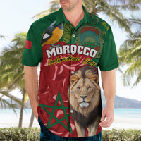 Morocco Independence Day Hawaiian Shirt Barbary Lion With Moussier Redstart - Wonder Print Shop