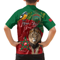 Morocco Independence Day Kid Hawaiian Shirt Barbary Lion With Moussier Redstart - Wonder Print Shop