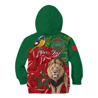Morocco Independence Day Kid Hoodie Barbary Lion With Moussier Redstart - Wonder Print Shop