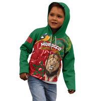 Morocco Independence Day Kid Hoodie Barbary Lion With Moussier Redstart - Wonder Print Shop