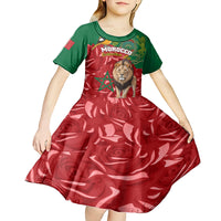 Morocco Independence Day Kid Short Sleeve Dress Barbary Lion With Moussier Redstart - Wonder Print Shop