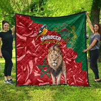Morocco Independence Day Quilt Barbary Lion With Moussier Redstart - Wonder Print Shop