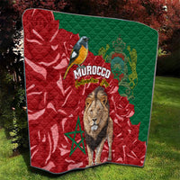 Morocco Independence Day Quilt Barbary Lion With Moussier Redstart - Wonder Print Shop