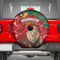 Morocco Independence Day Spare Tire Cover Barbary Lion With Moussier Redstart - Wonder Print Shop