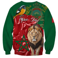 Morocco Independence Day Sweatshirt Barbary Lion With Moussier Redstart - Wonder Print Shop