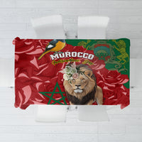 Morocco Independence Day Tablecloth Barbary Lion With Moussier Redstart - Wonder Print Shop