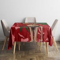 Morocco Independence Day Tablecloth Barbary Lion With Moussier Redstart - Wonder Print Shop
