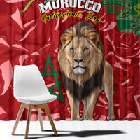Morocco Independence Day Window Curtain Barbary Lion With Moussier Redstart - Wonder Print Shop