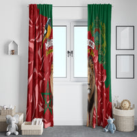 Morocco Independence Day Window Curtain Barbary Lion With Moussier Redstart - Wonder Print Shop