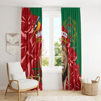 Morocco Independence Day Window Curtain Barbary Lion With Moussier Redstart - Wonder Print Shop
