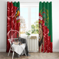 Morocco Independence Day Window Curtain Barbary Lion With Moussier Redstart - Wonder Print Shop