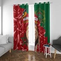 Morocco Independence Day Window Curtain Barbary Lion With Moussier Redstart - Wonder Print Shop