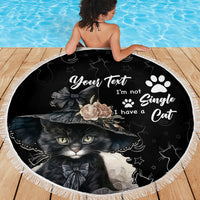 Single Day Beach Blanket I Am Not Single I Have A Cat - Wonder Print Shop