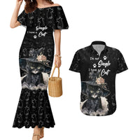 Single Day Couples Matching Mermaid Dress and Hawaiian Shirt I Am Not Single I Have A Cat - Wonder Print Shop