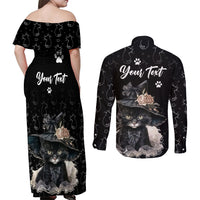 Single Day Couples Matching Off Shoulder Maxi Dress and Long Sleeve Button Shirts I Am Not Single I Have A Cat - Wonder Print Shop