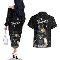 Single Day Couples Matching Off The Shoulder Long Sleeve Dress and Hawaiian Shirt I Am Not Single I Have A Cat - Wonder Print Shop