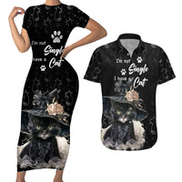 Single Day Couples Matching Short Sleeve Bodycon Dress and Hawaiian Shirt I Am Not Single I Have A Cat - Wonder Print Shop
