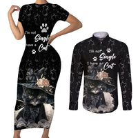 Single Day Couples Matching Short Sleeve Bodycon Dress and Long Sleeve Button Shirts I Am Not Single I Have A Cat - Wonder Print Shop