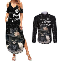 Single Day Couples Matching Summer Maxi Dress and Long Sleeve Button Shirts I Am Not Single I Have A Cat - Wonder Print Shop
