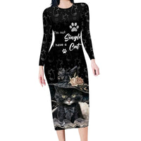 Single Day Family Matching Long Sleeve Bodycon Dress and Hawaiian Shirt I Am Not Single I Have A Cat - Wonder Print Shop