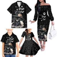 Single Day Family Matching Off Shoulder Long Sleeve Dress and Hawaiian Shirt I Am Not Single I Have A Cat - Wonder Print Shop