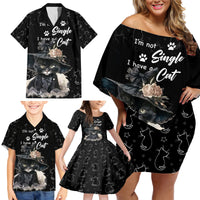 Single Day Family Matching Off Shoulder Short Dress and Hawaiian Shirt I Am Not Single I Have A Cat - Wonder Print Shop