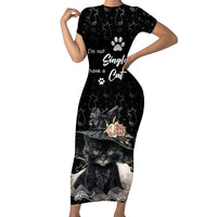 Single Day Family Matching Short Sleeve Bodycon Dress and Hawaiian Shirt I Am Not Single I Have A Cat - Wonder Print Shop