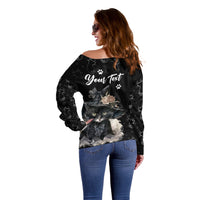 Single Day Off Shoulder Sweater I Am Not Single I Have A Cat - Wonder Print Shop