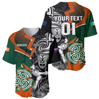 New Zealand and Ireland Rugby Baseball Jersey Silver Fern With Shamrock 2023 World Cup - Wonder Print Shop
