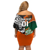 New Zealand and Ireland Rugby Family Matching Off Shoulder Short Dress and Hawaiian Shirt Silver Fern With Shamrock 2023 World Cup - Wonder Print Shop