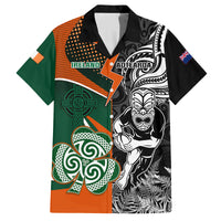 New Zealand and Ireland Rugby Family Matching Tank Maxi Dress and Hawaiian Shirt Silver Fern With Shamrock 2023 World Cup - Wonder Print Shop