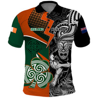 New Zealand and Ireland Rugby Polo Shirt Silver Fern With Shamrock 2023 World Cup - Wonder Print Shop