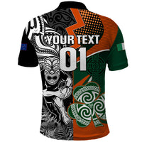 New Zealand and Ireland Rugby Polo Shirt Silver Fern With Shamrock 2023 World Cup - Wonder Print Shop