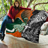 New Zealand and Ireland Rugby Quilt Silver Fern With Shamrock 2023 World Cup - Wonder Print Shop