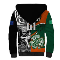 New Zealand and Ireland Rugby Sherpa Hoodie Silver Fern With Shamrock 2023 World Cup - Wonder Print Shop