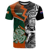 New Zealand and Ireland Rugby T Shirt Silver Fern With Shamrock 2023 World Cup - Wonder Print Shop