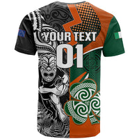 New Zealand and Ireland Rugby T Shirt Silver Fern With Shamrock 2023 World Cup - Wonder Print Shop
