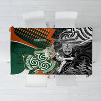 New Zealand and Ireland Rugby Tablecloth Silver Fern With Shamrock 2023 World Cup - Wonder Print Shop