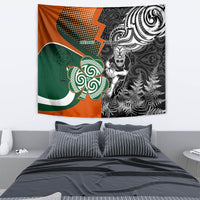 New Zealand and Ireland Rugby Tapestry Silver Fern With Shamrock 2023 World Cup - Wonder Print Shop
