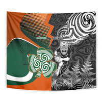 New Zealand and Ireland Rugby Tapestry Silver Fern With Shamrock 2023 World Cup - Wonder Print Shop