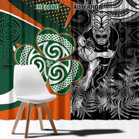 New Zealand and Ireland Rugby Window Curtain Silver Fern With Shamrock 2023 World Cup - Wonder Print Shop