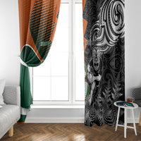 New Zealand and Ireland Rugby Window Curtain Silver Fern With Shamrock 2023 World Cup - Wonder Print Shop