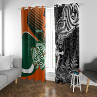 New Zealand and Ireland Rugby Window Curtain Silver Fern With Shamrock 2023 World Cup - Wonder Print Shop
