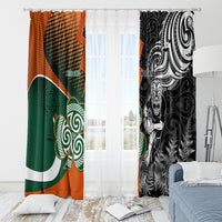New Zealand and Ireland Rugby Window Curtain Silver Fern With Shamrock 2023 World Cup - Wonder Print Shop