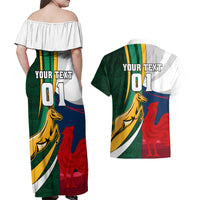 South Africa and France Rugby Couples Matching Off Shoulder Maxi Dress and Hawaiian Shirt Springbok With Le XV de France 2023 World Cup - Wonder Print Shop