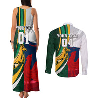 South Africa and France Rugby Couples Matching Tank Maxi Dress and Long Sleeve Button Shirts Springbok With Le XV de France 2023 World Cup - Wonder Print Shop