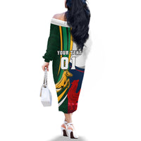 South Africa and France Rugby Family Matching Off Shoulder Long Sleeve Dress and Hawaiian Shirt Springbok With Le XV de France 2023 World Cup - Wonder Print Shop